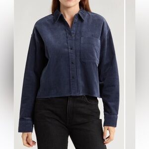 Madewell Navy Corduroy Button-Up Shirt - Size small